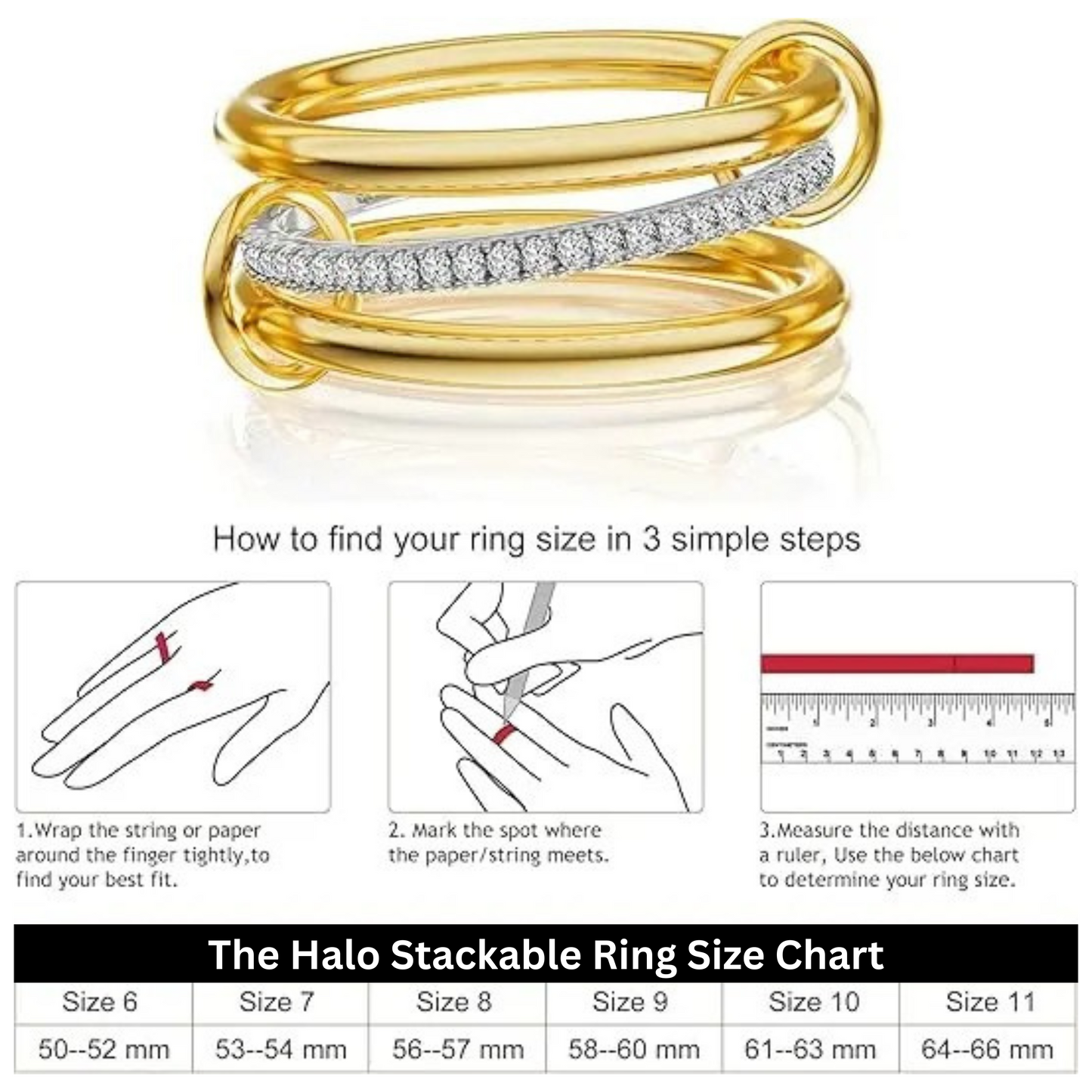Women's Elegant Stackable Halo Rings | Stylish Adjustable Jewelry for Every Occasion 1