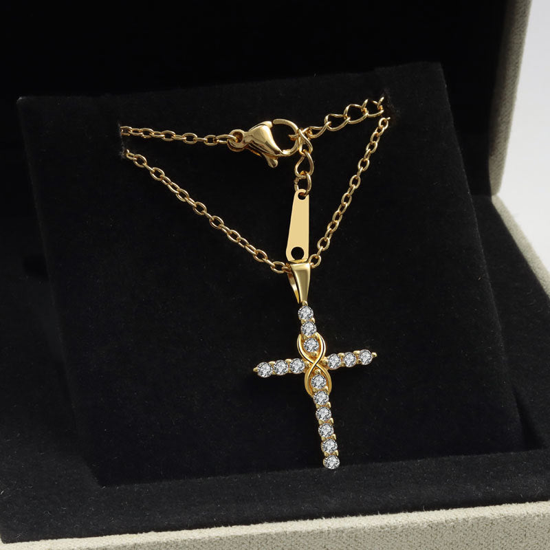 Women's Gold Plated Infinity Cross Necklace | Elegant Dazzling Cubic Zirconia Pendant 3