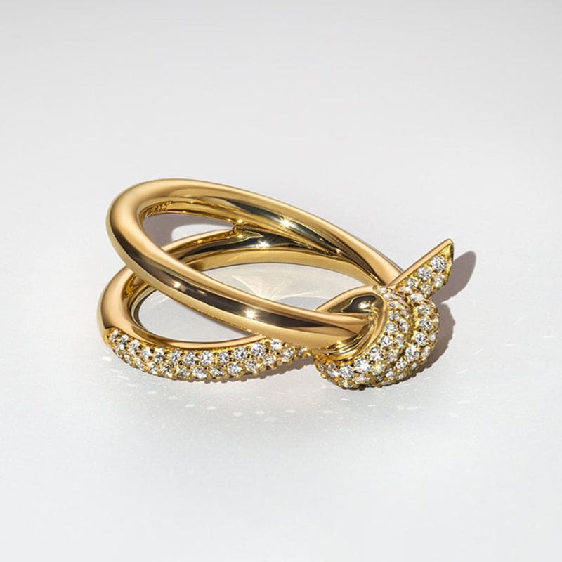18K Yellow Gold Knot Double Row Ring 2