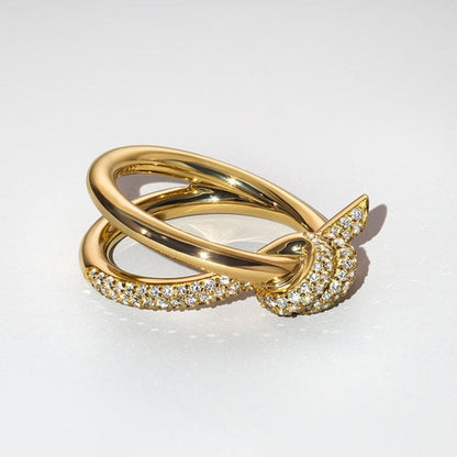 18K Yellow Gold Knot Double Row Ring 2