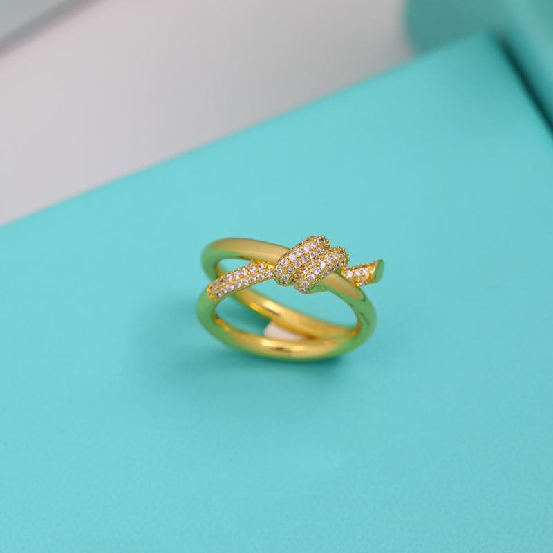 18K Yellow Gold Knot Double Row Ring 4