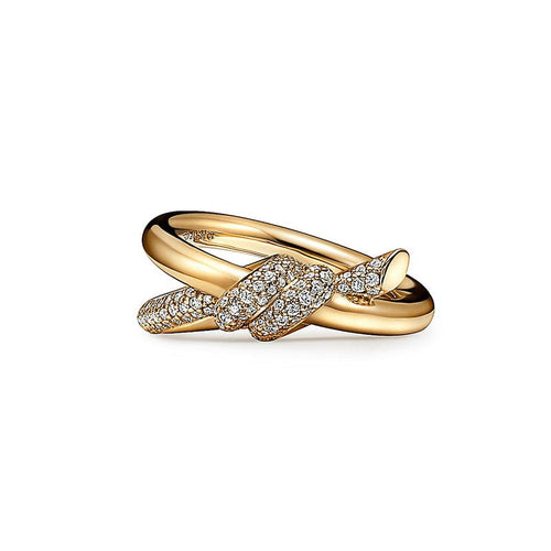 18K Yellow Gold Knot Double Row Ring 1