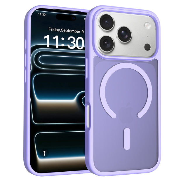 国境を越えて使えるiPhone17 Promax用携帯電話ケース シルバーシールド 肌触りの良いフロスト加工ケース 17Air Apple マグネット式ケース