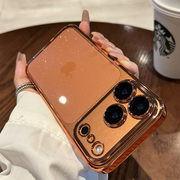 iPhone 17 用携帯電話ケース、星空グリッター電気メッキPCケース、Apple 15 Pro レンズフィルム、透明保護カバーに最適