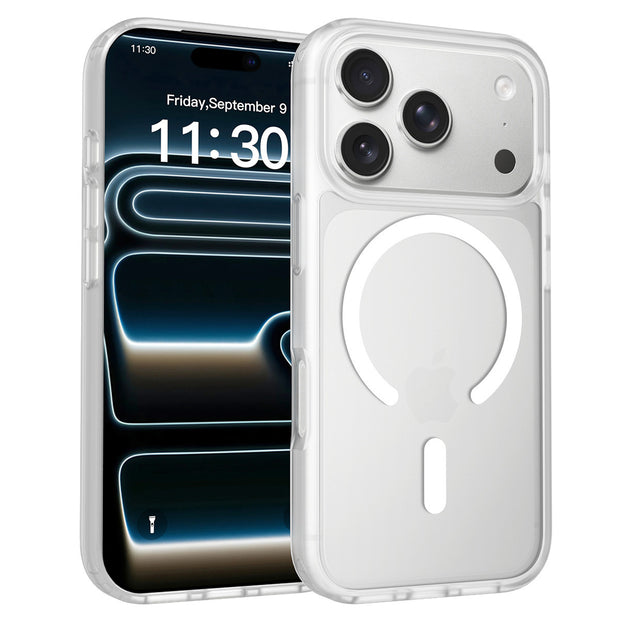 Apple 16Pro 対応 携帯電話ケース iPhone17 肌触り良い マグネット吸着ケース 落下防止 保護カバー シルバーシールド