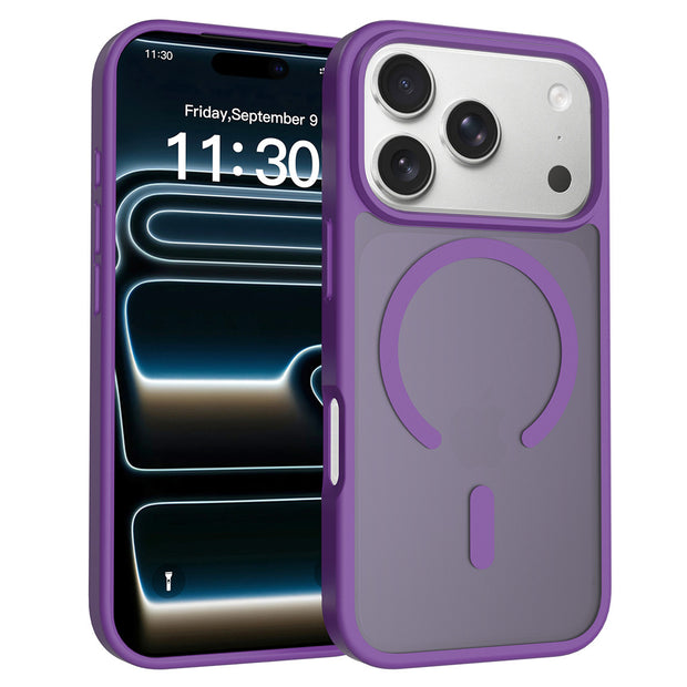 国境を越えて使えるiPhone17 Promax用携帯電話ケース シルバーシールド 肌触りの良いフロスト加工ケース 17Air Apple マグネット式ケース