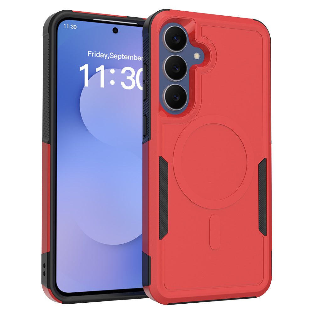 国境を越えた互換性のあるSamsung S25FEスターターケース2-in-1マグネット式保護ケースTPU+PCフルカバー耐衝撃フロストシェル