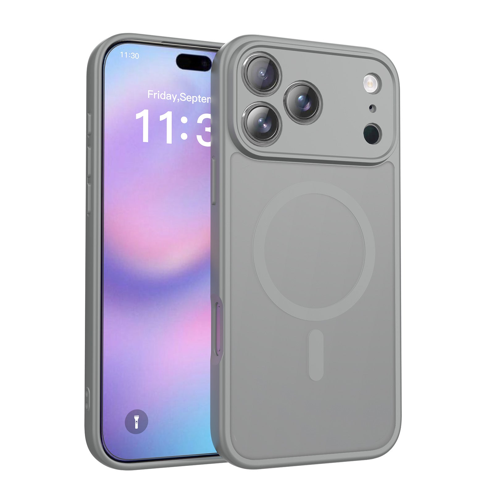 在庫あり。iPhone 17 Pro 用フルカバー、細かい穴あきのマグネット式電話ケース、2 in 1 フロストケースです。