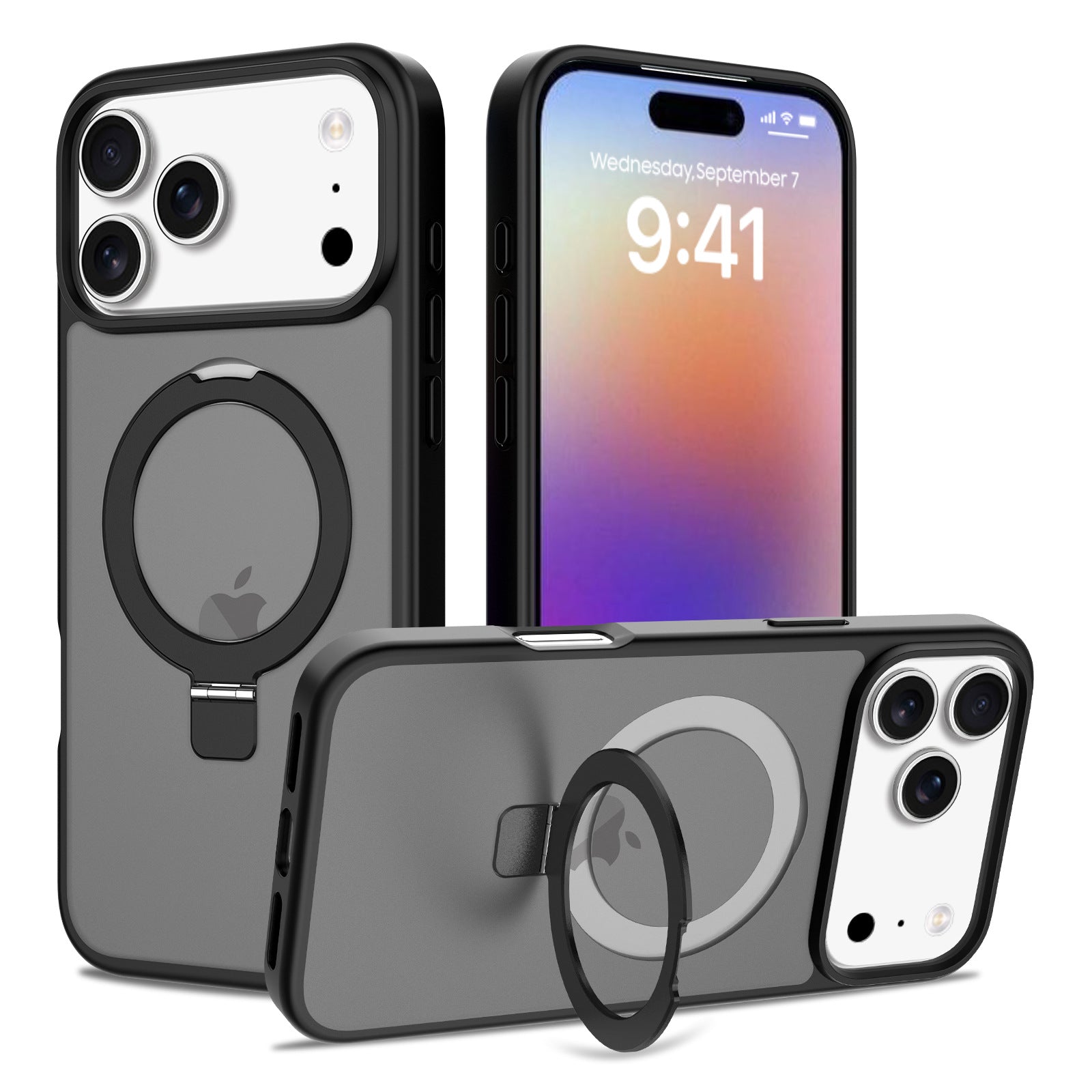 17 Promax 用スキンフィールマット電話ケース、新しいマグネット式スタンド、iPhone 17 落下防止フルカバー - コピー