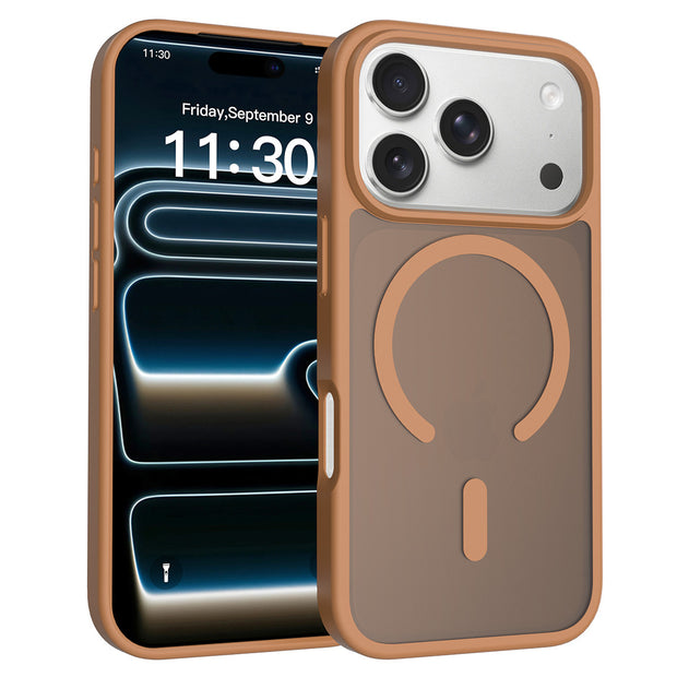 国境を越えて使えるiPhone17 Promax用携帯電話ケース シルバーシールド 肌触りの良いフロスト加工ケース 17Air Apple マグネット式ケース