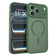 在庫あり、Apple iPhone 17 Pro Max 対応、細かい穴あきマグネット式電話ケース、半透明のオレンジケース。