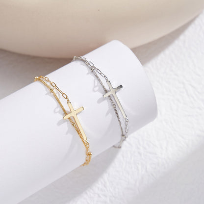 Layered Gold Bracelet – Stainless Steel Adjustable Minimalist Jewelry