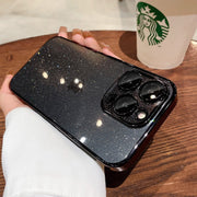 iPhone 17 用携帯電話ケース、星空グリッター電気メッキPCケース、Apple 15 Pro レンズフィルム、透明保護カバーに最適
