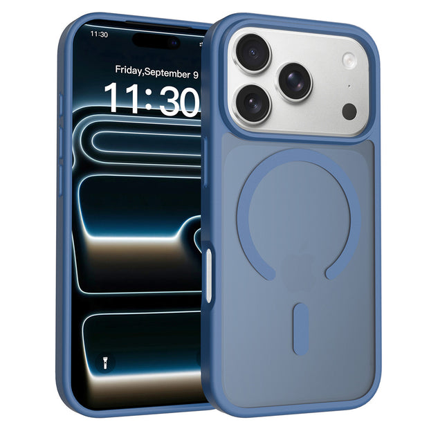 国境を越えて使えるiPhone17 Promax用携帯電話ケース シルバーシールド 肌触りの良いフロスト加工ケース 17Air Apple マグネット式ケース