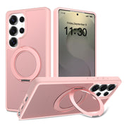 Samsung S25 Ultra シルバーシールド スキンフィール回転スタンド スマホケース マグネット式 半透明保護ケース