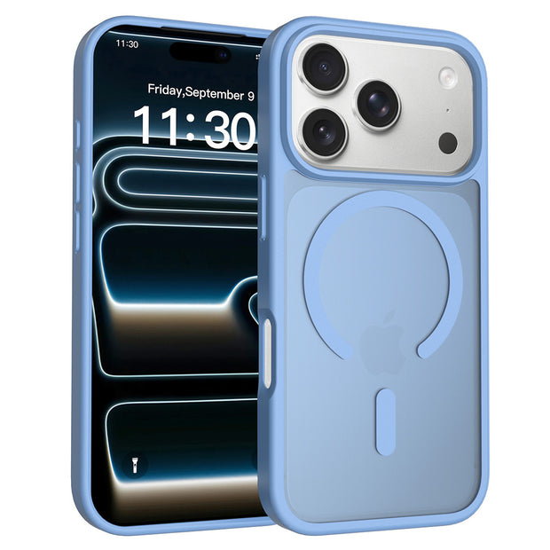 Apple 16Pro 対応 携帯電話ケース iPhone17 肌触り良い マグネット吸着ケース 落下防止 保護カバー シルバーシールド