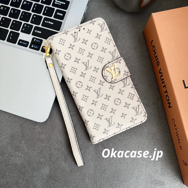 レザー フォリオ モノグラム iPhoneケース（カードホルダー＆ストラップ付き)-OKHYL0012