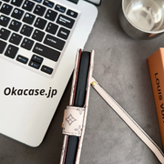 レザー フォリオ モノグラム iPhoneケース（カードホルダー＆ストラップ付き)-OKHYL0012