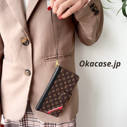 皮革手帳型 モノグラムiPhone ケース カードホルダー・紙幣収納ポケット付-OKHYL002