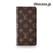 高級手帳型 モノグラムiPhoneケース カードホルダー付き-OKHYL0022