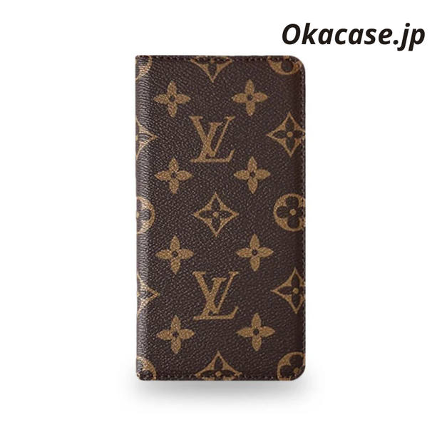 高級手帳型 モノグラムiPhoneケース カードホルダー付き-OKHYL0022