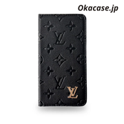 モノグラム高級レザー手帳型iPhoneケース カード収納付き-OKHYL003