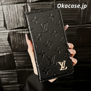 モノグラム高級レザー手帳型iPhoneケース カード収納付き-OKHYL003