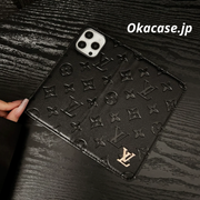 モノグラム高級レザー手帳型iPhoneケース カード収納付き-OKHYL003