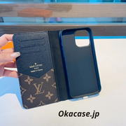 プレミアムレザー モノグラム iPhoneケース 大きな印刷（カード収納・コインポケット付き／ビッグプリント-OKHYL004