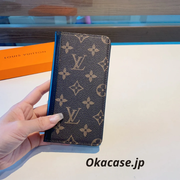 プレミアムレザー モノグラム iPhoneケース 大きな印刷（カード収納・コインポケット付き／ビッグプリント-OKHYL004