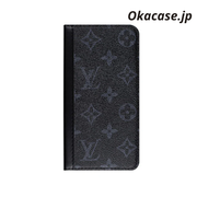 プレミアムレザー モノグラム iPhoneケース 大きな印刷（カード収納・コインポケット付き／ビッグプリント-OKHYL004