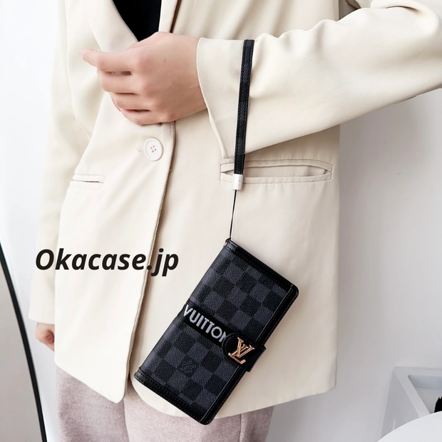 クラシックレザー フォールド モノグラム iPhoneケース（カード・紙幣ホルダー付き）-OKMTY001