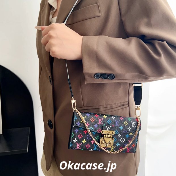 プレミアムレザー フォリオ モノグラム iPhoneケース（ウォレット＆ストラップ付き）-OKMTY003