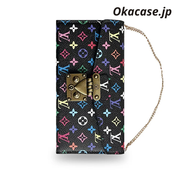 プレミアムレザー フォリオ モノグラム iPhoneケース（ウォレット＆ストラップ付き）-OKMTY003