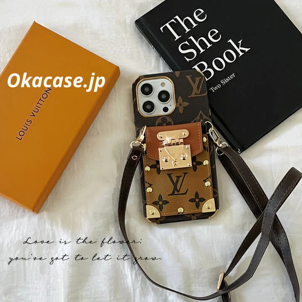 モノグラムiPhoneケース-カード収納とストラップ付き-QBS240113