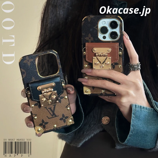 モノグラムiPhoneケース-カード収納とストラップ付き-QBS240113