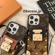 モノグラムiPhoneケース-カード収納とストラップ付き-QBS240113