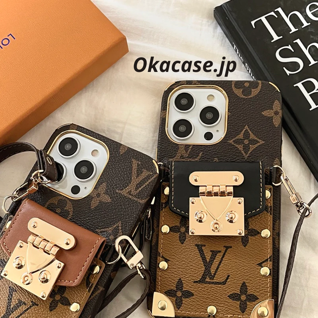 モノグラムiPhoneケース-カード収納とストラップ付き-QBS240113