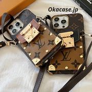 モノグラムiPhoneケース-カード収納とストラップ付き-QBS240113