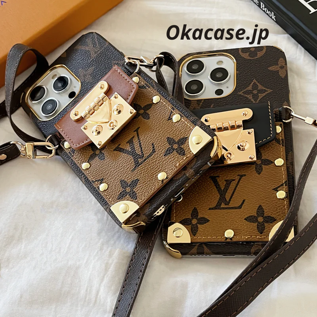 モノグラムiPhoneケース-カード収納とストラップ付き-QBS240113
