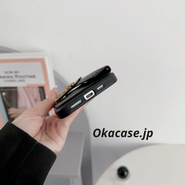 モノグラムiPhoneケース パース＆カードホルダー付き ブラウン - STK240617