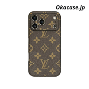 高級レザーiPhoneケースのアルファベット iPhone 17シリーズケース黒印刷-CRK251154