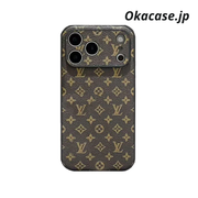 高級レザーiPhoneケースのアルファベット iPhone 17シリーズケース黒印刷-CRK251154