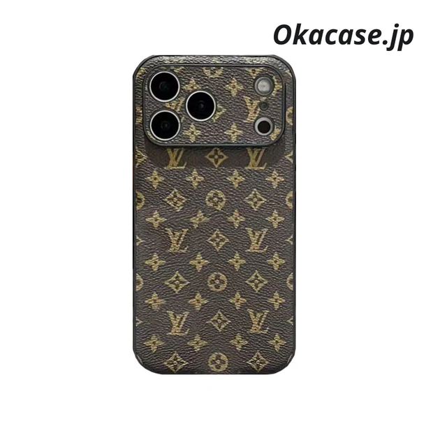 高級レザーiPhoneケースのアルファベット iPhone 17シリーズケース黒印刷-CRK251154