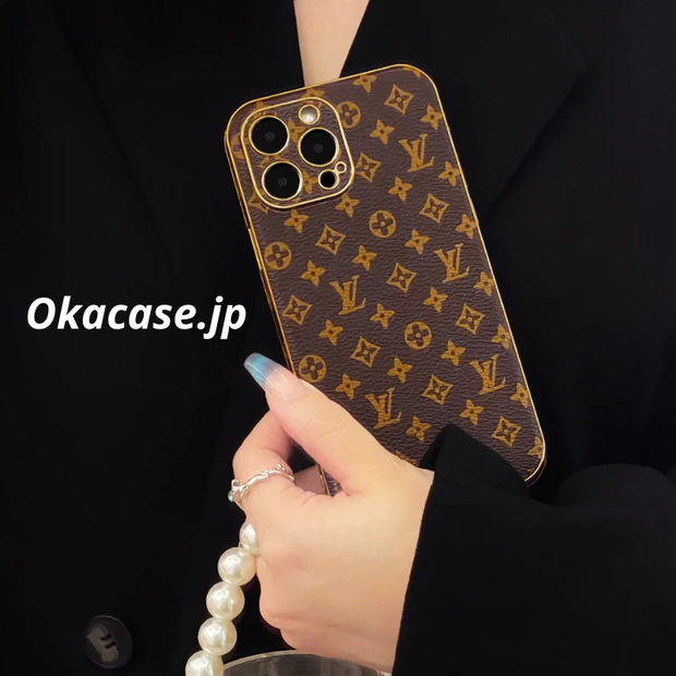 革の大文字iPhoneケース-小さなプリント- CR240315