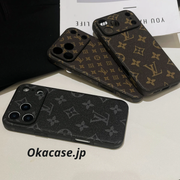 高級レザーiPhoneケースのアルファベット iPhone 17シリーズケース黒印刷-CRK251154