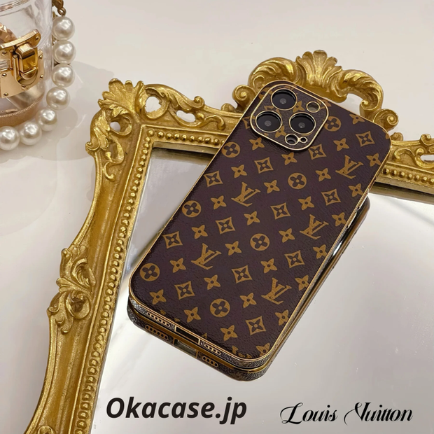 革の大文字iPhoneケース-小さなプリント- CR240315