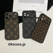 高級レザーiPhoneケースのアルファベット iPhone 17シリーズケース黒印刷-CRK251154