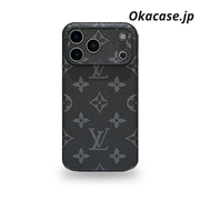 高級レザーiPhoneケースのアルファベット iPhone 17シリーズケース黒印刷-CRK251154