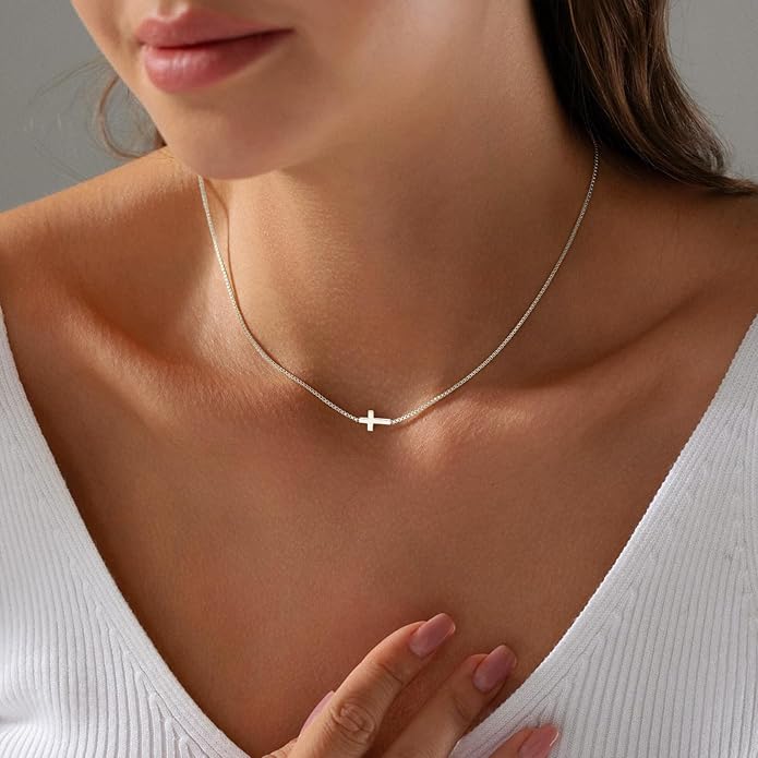 Women's 14k Gold Plated Cross Necklace | Elegant Dainty Layering Jewelry 1